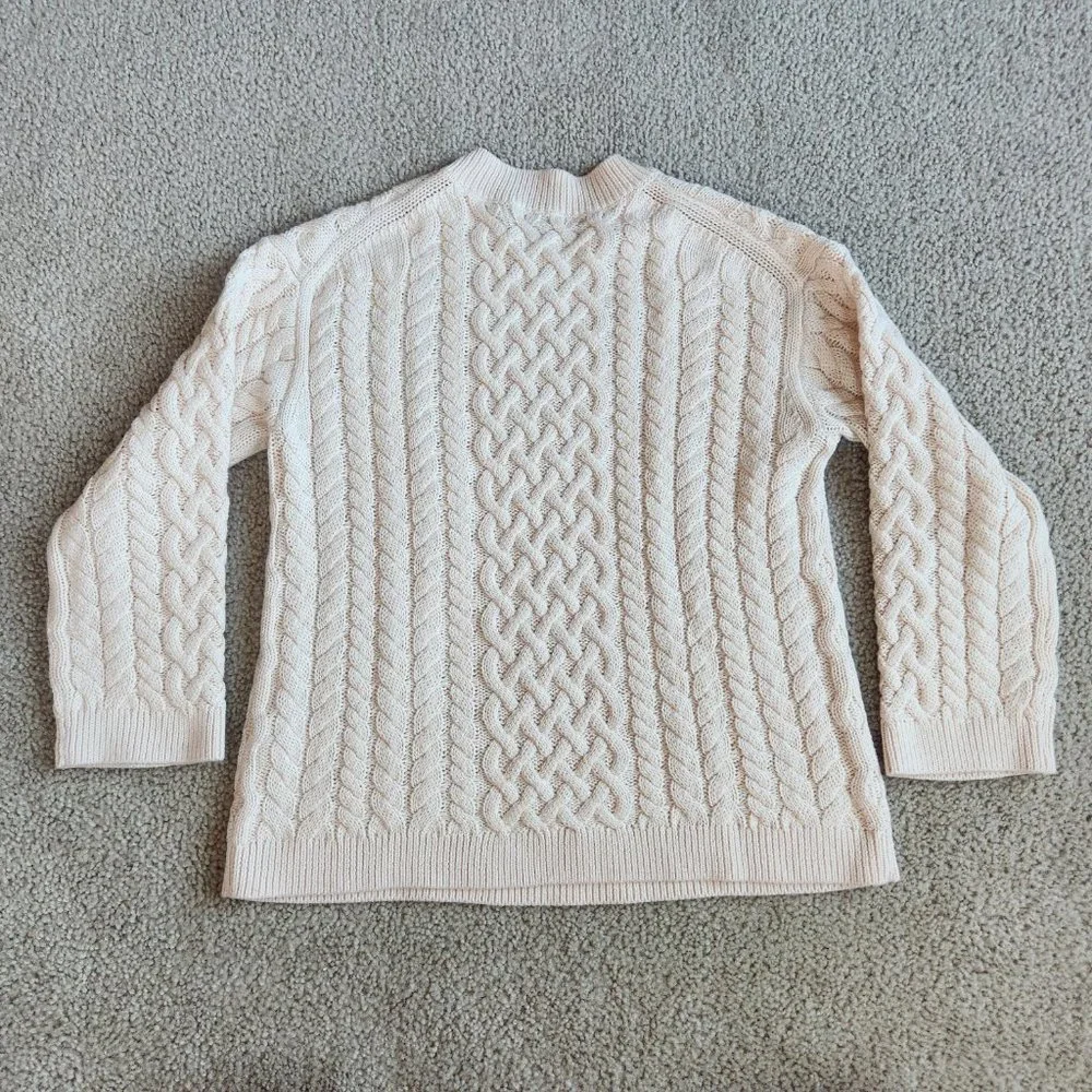 NWOT J. Crew Cotton Cashmere Cable Knit Pullover in Palest Peach RUNS BIG